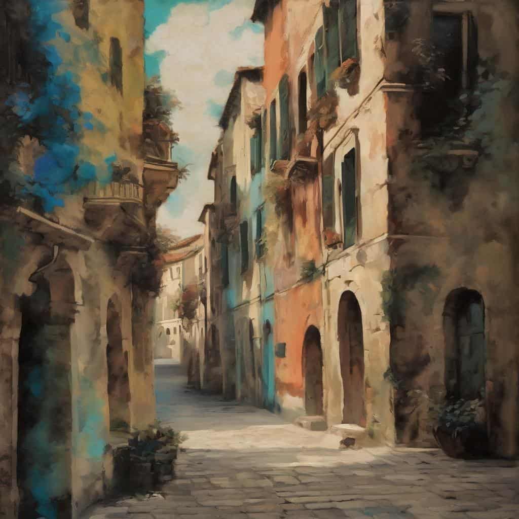 Αστικές εικόνες δημιουργίας και καινοτομίας στην τέχνη, ζωγραφική δρόμου με χρώματα και πρωτότυπες πινελιές.