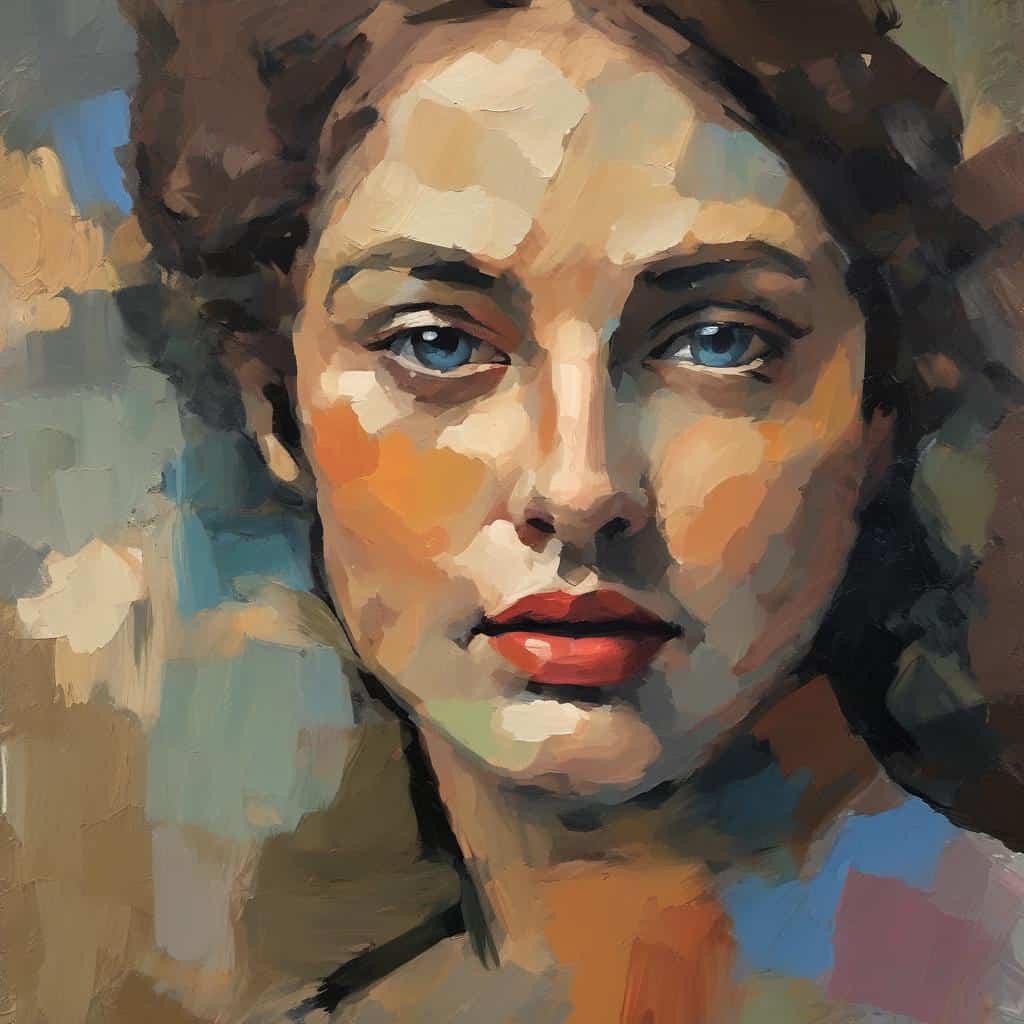 Οπτικό πορτρέτο γυναίκας με δημιουργική καινοτομία στην τέχνη, ζωγραφική, τέχνες, έκφραση και εφευρετικότητα.