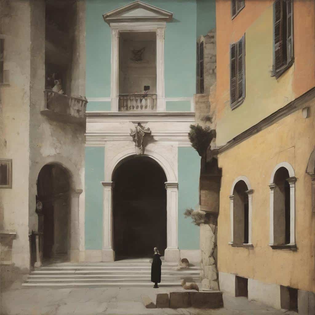 Παλαιά πλατεία με μπαρόκ κτίρια, τέχνη και δημιουργικότητα στην αρχιτεκτονική.